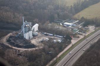 Aerial view of Landau Asphalt Plant in Landau in der Pfalz in the state Rhineland-Palatinate, Germany
