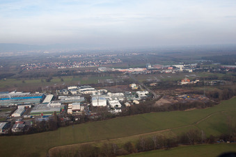 Aerial photograpy of Landau-Ost industrial area in Landau in der Pfalz in the state Rhineland-Palatinate, Germany
