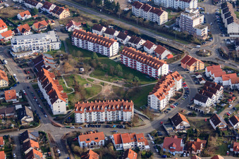 Aerial photograpy of Geschwister-Scholl-Straße in Germersheim in the state Rhineland-Palatinate, Germany
