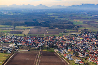Aerial view of At the rectory garden in Zeiskam in the state Rhineland-Palatinate, Germany