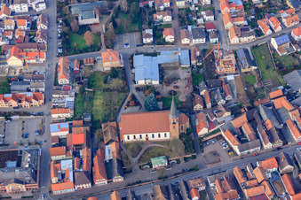 Church of St. Mary's Assumption on the main street in Herxheim bei Landau in the state Rhineland-Palatinate, Germany