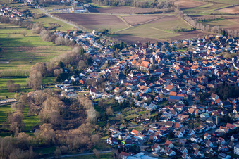 District Billigheim in Billigheim-Ingenheim in the state Rhineland-Palatinate, Germany seen from above