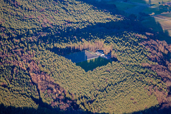 District Rechtenbach in Schweigen-Rechtenbach in the state Rhineland-Palatinate, Germany from a drone
