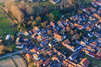 Aerial view of Kirchstr in Barbelroth in the state Rhineland-Palatinate, Germany