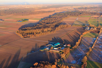 Aerial view of Biogas plants of Wagner GmbH in Steinweiler in the state Rhineland-Palatinate, Germany