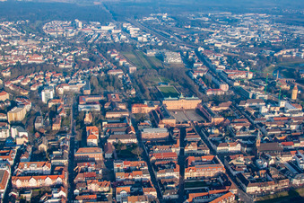 Aerial view of Residence Palace from the west in Rastatt in the state Baden-Wuerttemberg, Germany
