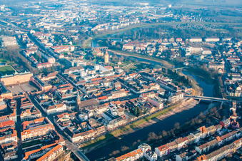 Aerial photograpy of Residence Palace from the west in Rastatt in the state Baden-Wuerttemberg, Germany