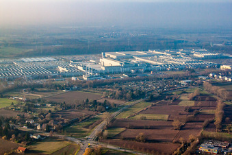 Mercedes Benz plant from the southeast in Rastatt in the state Baden-Wuerttemberg, Germany