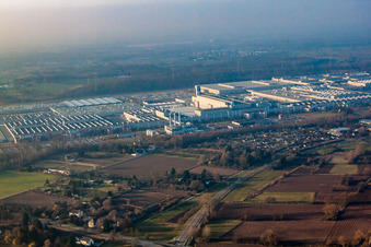 Aerial photograpy of Mercedes Benz plant from the southeast in Rastatt in the state Baden-Wuerttemberg, Germany