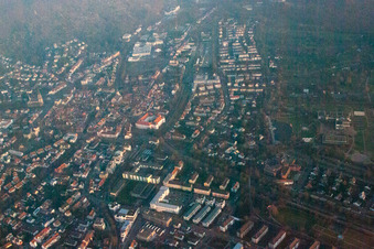Ettlingen in the state Baden-Wuerttemberg, Germany seen from above