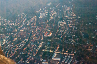 Ettlingen in the state Baden-Wuerttemberg, Germany from the plane