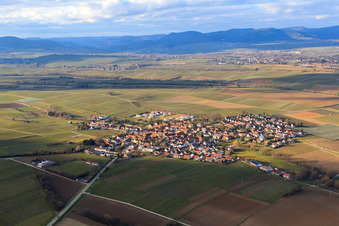 View of the town in winter from the southeast in Impflingen in the state Rhineland-Palatinate, Germany
