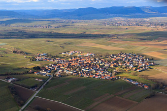 Aerial view of View of the town in winter from the southeast in Impflingen in the state Rhineland-Palatinate, Germany