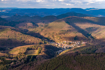 Aerial view of Waldhambach in the state Rhineland-Palatinate, Germany