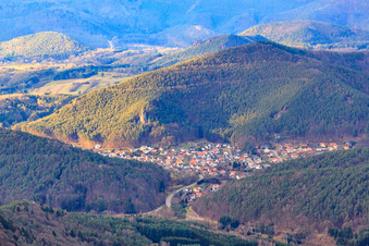 Village in the Palatinate Forest in winter from the southeast in Lug in the state Rhineland-Palatinate, Germany