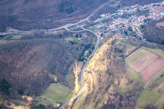 Annweiler am Trifels in the state Rhineland-Palatinate, Germany from a drone