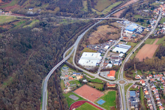 Industrial area In den Bruchwiesen with voestalpine Rotec GmbH & Co.KG in Annweiler am Trifels in the state Rhineland-Palatinate, Germany