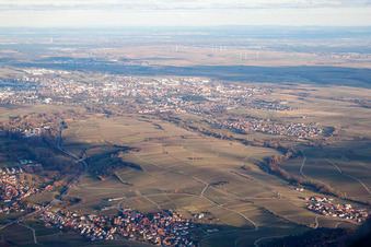 Bird's eye view of Landau from the west in Landau in der Pfalz in the state Rhineland-Palatinate, Germany