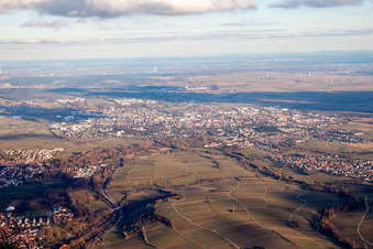 Landau from the west in Landau in der Pfalz in the state Rhineland-Palatinate, Germany viewn from the air