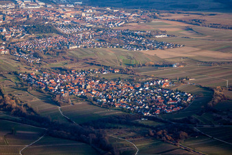 District Arzheim in Landau in der Pfalz in the state Rhineland-Palatinate, Germany from the plane