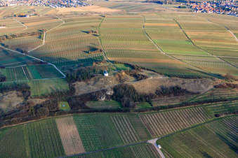 Aerial photograpy of Chapel "Little Kalmit in the district Arzheim in Landau in der Pfalz in the state Rhineland-Palatinate, Germany