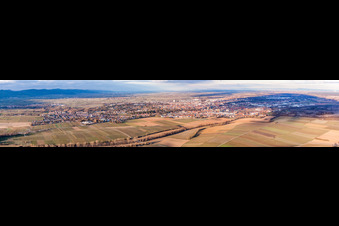 Panoramic perspective City area with outside districts and inner city area in Landau in der Pfalz in the state Rhineland-Palatinate, Germany