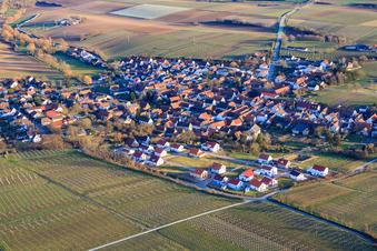 Village view in winter from the northwest in Impflingen in the state Rhineland-Palatinate, Germany