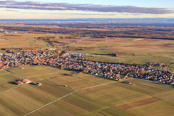 Aerial photograpy of Village view in winter from the northwest in Insheim in the state Rhineland-Palatinate, Germany