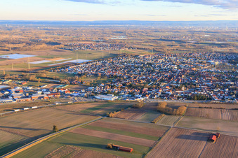 City view from the north in Rülzheim in the state Rhineland-Palatinate, Germany