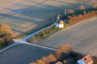 Oblique view of Poor Souls Chapel on Knittelsheimer Weg in Herxheimweyher in the state Rhineland-Palatinate, Germany