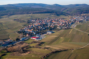 Drone image of District Schweigen in Schweigen-Rechtenbach in the state Rhineland-Palatinate, Germany