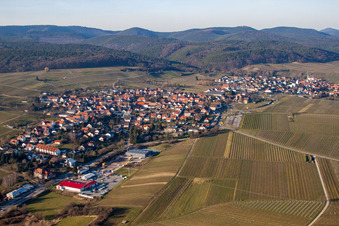 Aerial view of District Schweigen in Schweigen-Rechtenbach in the state Rhineland-Palatinate, Germany