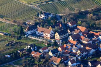 Aerial view of Paulinerstr in the district Schweigen in Schweigen-Rechtenbach in the state Rhineland-Palatinate, Germany