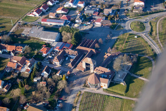 District Schweigen in Schweigen-Rechtenbach in the state Rhineland-Palatinate, Germany from the plane