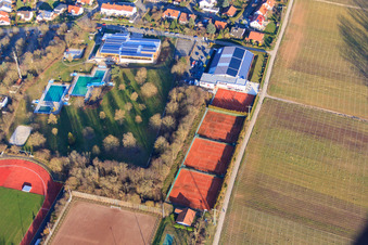 Tennis courts and Soleil in the tennis hall in Bad Bergzabern in the state Rhineland-Palatinate, Germany