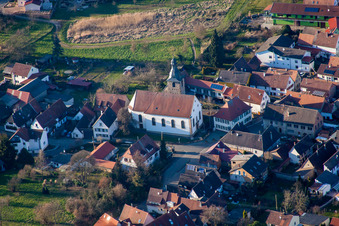 Aerial view of St. Simon in the district Pleisweiler in Pleisweiler-Oberhofen in the state Rhineland-Palatinate, Germany