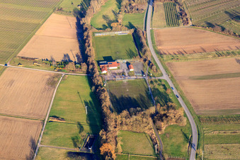 Sports fields and sports center of SV Klingenmünster eV at Klingbach in winter in Klingenmünster in the state Rhineland-Palatinate, Germany