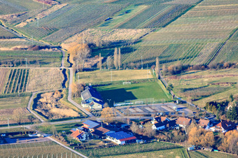 Football field Göcklingen and Kaiserberghalle in Göcklingen in the state Rhineland-Palatinate, Germany