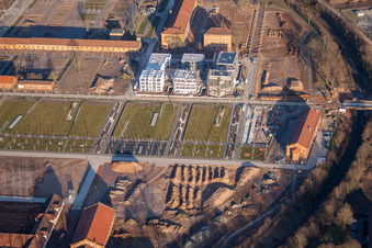 Landau in der Pfalz in the state Rhineland-Palatinate, Germany from the plane