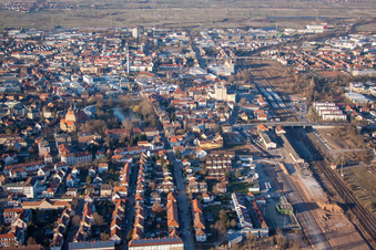 Bird's eye view of Landau in der Pfalz in the state Rhineland-Palatinate, Germany