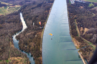 Aerial photograpy of Altrhein Bremengrund in Au am Rhein in the state Baden-Wuerttemberg, Germany