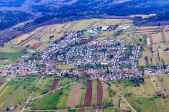 Village in the Black Forest in winter from the north in the district Völkersbach in Malsch in the state Baden-Wuerttemberg, Germany