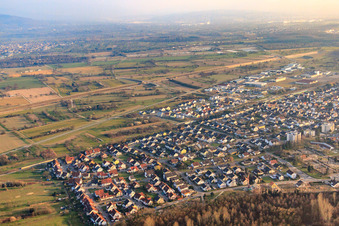 Aerial view of Steinäckerstr in Ötigheim in the state Baden-Wuerttemberg, Germany