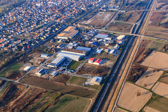 Industrial estate Wagnerstraße, Dreherstraße with Kaenguruh Kuvert GmbH in Durmersheim in the state Baden-Wuerttemberg, Germany