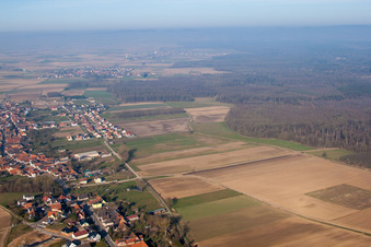 Aerial view of Scheibenhard in the state Bas-Rhin, France