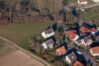 Aerial photograpy of Scheibenhard in the state Bas-Rhin, France