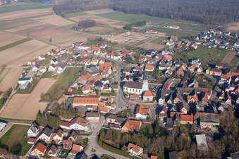 Niederlauterbach in the state Bas-Rhin, France seen from above