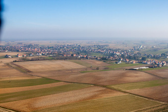 Aerial view of Seebach in the state Bas-Rhin, France