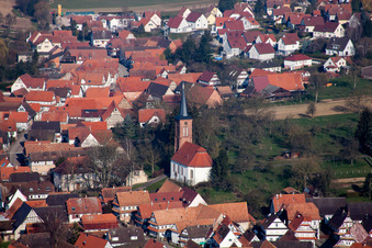Protestant Church building in the village of in Hunspach in Grand Est, France