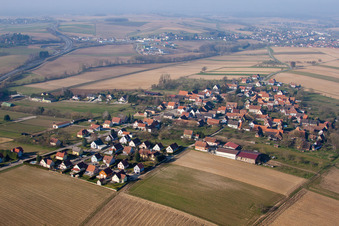 Hermerswiller in the state Bas-Rhin, France from above